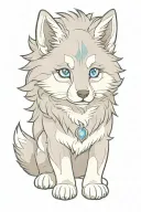 cherokee wolf puppy blue eyes gray fur anime tattoo design idea