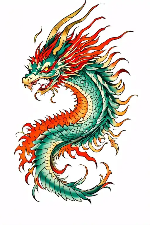 Make me a stylish tattoo that would be on the back of Djinn Ifrit in the traditional Japanese style tattoo design idea