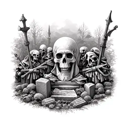 graves into gardens and bones into armies tattoo design idea
