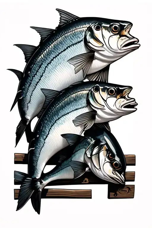 3 mackerels on a fence tattoo design idea