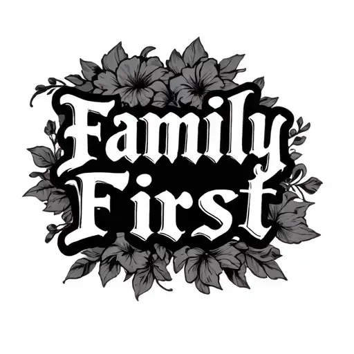 family first old English font chest tattoo tattoo design idea