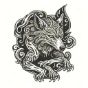 wolf dancing with a frog tattoo design idea