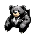 cute bear dressed as a business boss tattoo design idea