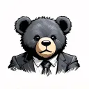 cute bear dressed as a business boss tattoo design idea
