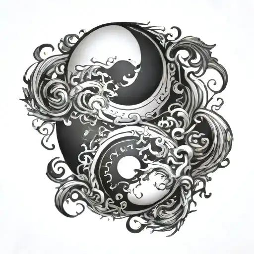a yin yang tattoo representing the dark and evil and the light on the otherside tattoo design idea