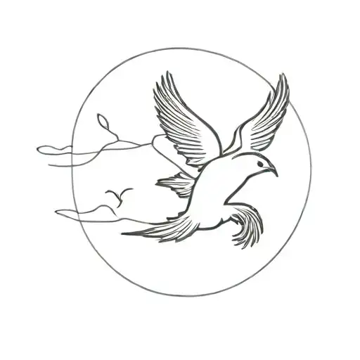 bird flying with offspring  tattoo design idea