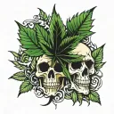 skulls weed leaf tattoo design idea