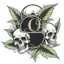 skulls weed leaf tattoo design idea