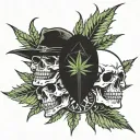 skulls weed leaf tattoo design idea