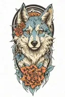 cherokee wolf pup blue merle anime tattoo design idea