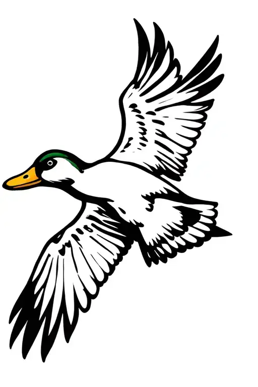 mallard duck flying tattoo design idea
