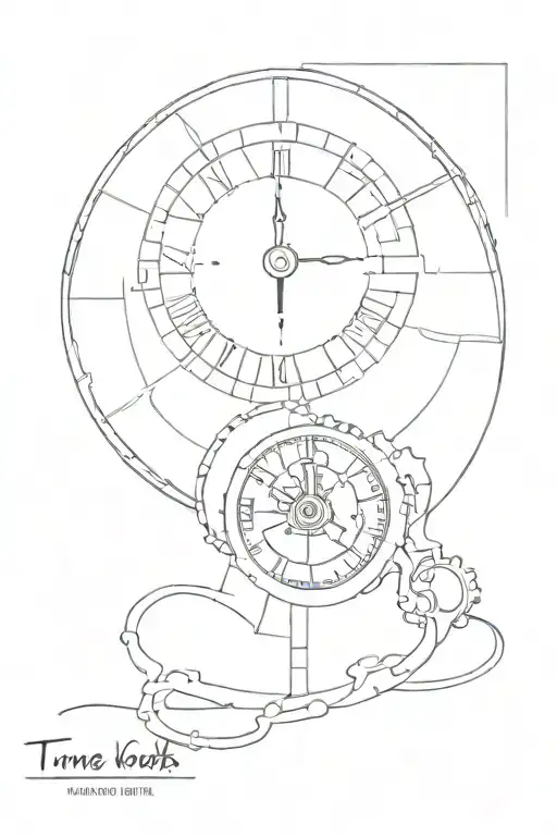 gear clock "Time waits for no one"  tattoo design idea