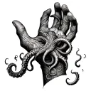 tentacles on hand, wrap around hand, terrifying tattoo tattoo design idea
