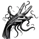 tentacles on hand, wrap around hand, terrifying tattoo tattoo design idea