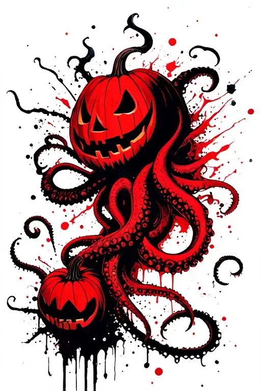 jack o lantern, tentacles, eldritch, deep space tattoo design idea