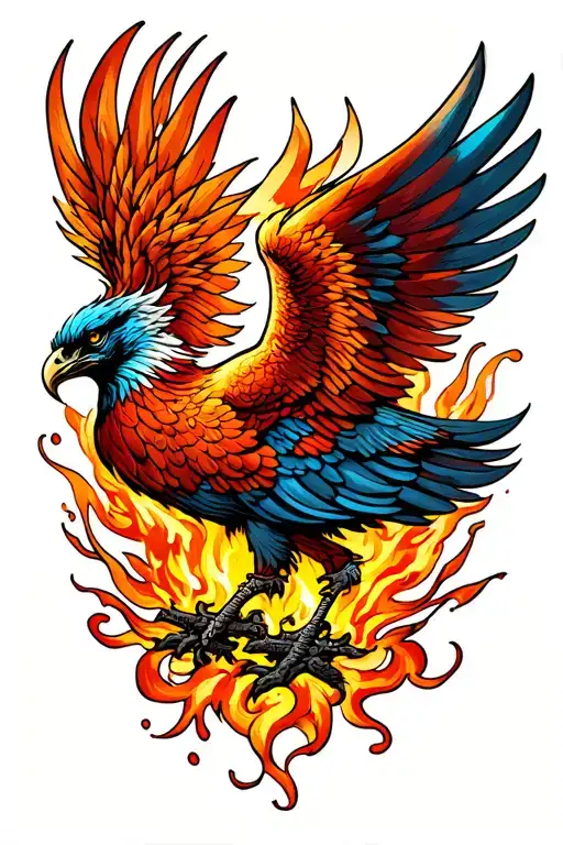 phoenix rising from the ashes tattoo design idea