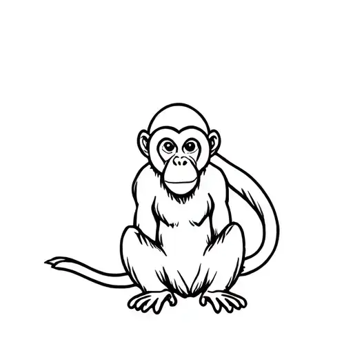 animae Monkey sitting tattoo design idea