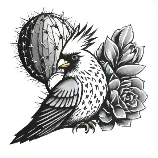 cactus bowling cardinal tattoo design idea