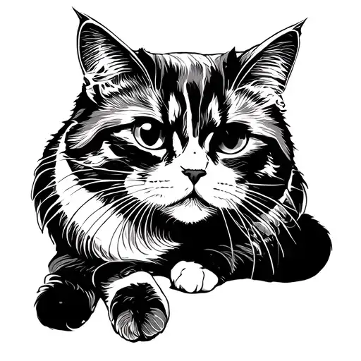 persian cat sitting r i p tattoo design idea