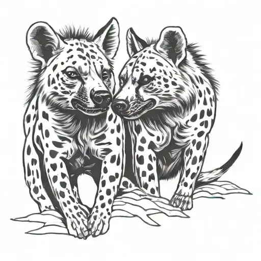 two hyenas outline tattoo design idea
