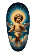 Cherubs and rays and clouds tattoo design idea