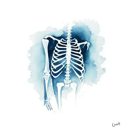 The text" count the fractures in my bones" in a bold font and an image of broken bones on an xray tattoo design idea