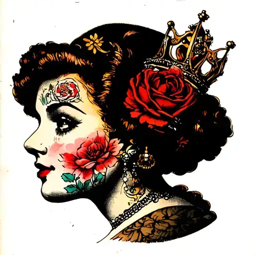 Crown Victoria P71 destroyed face of woman tattoo design idea