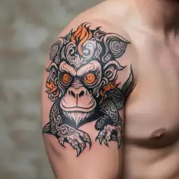 Fire monkey tattoo design idea