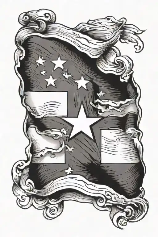 Texas flag ripping tattoo design idea