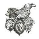eagle, wolf and lion tattoo design idea