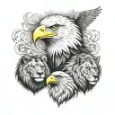 eagle, wolf and lion tattoo design idea