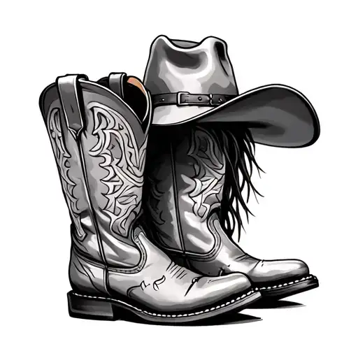 Boots And Cowboy Hat tattoo design idea