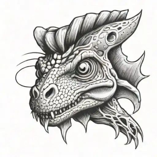 dino pasta with an eye tattoo design idea