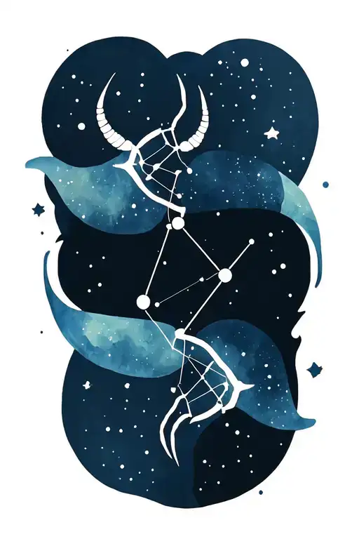 Taurus and Sagittarius constellation intertwined tattoo design idea