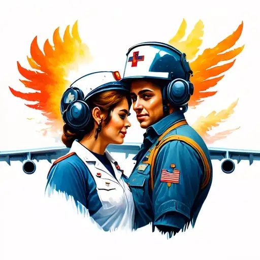 flight nurse and aircraft mechanic couple tattoo tattoo design idea