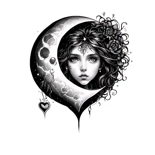 girl heart tattoo hurt love moon tattoo design idea