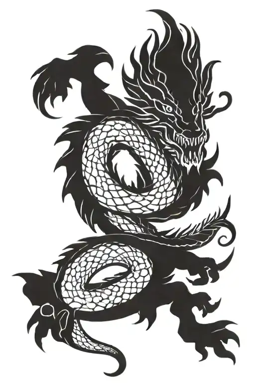 dragon snake crawling tattoo design idea