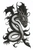 dragon snake crawling tattoo design idea