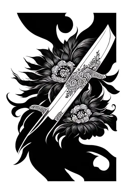 a single side faced khukuri with nepali traditional art tattoo tattoo design idea