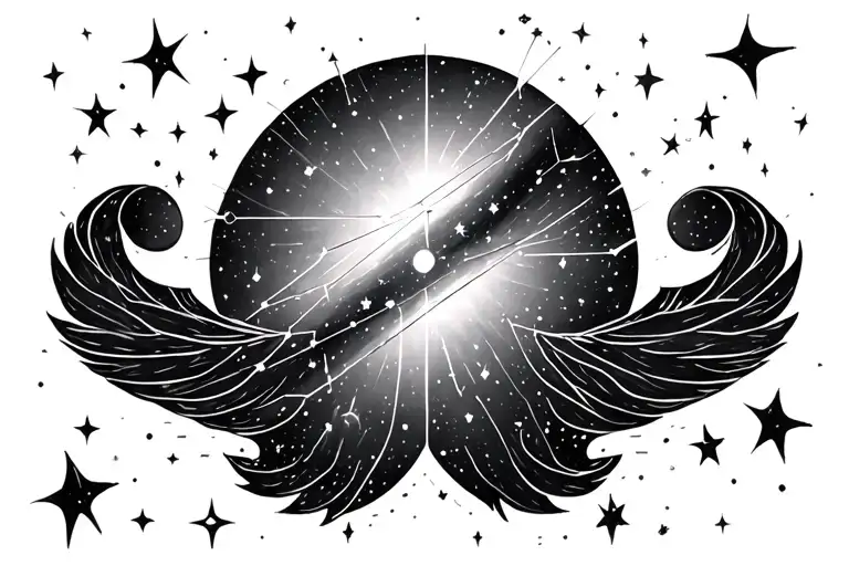  constellation Gemini with faint shooting stars connecting the constellation stars tattoo design idea