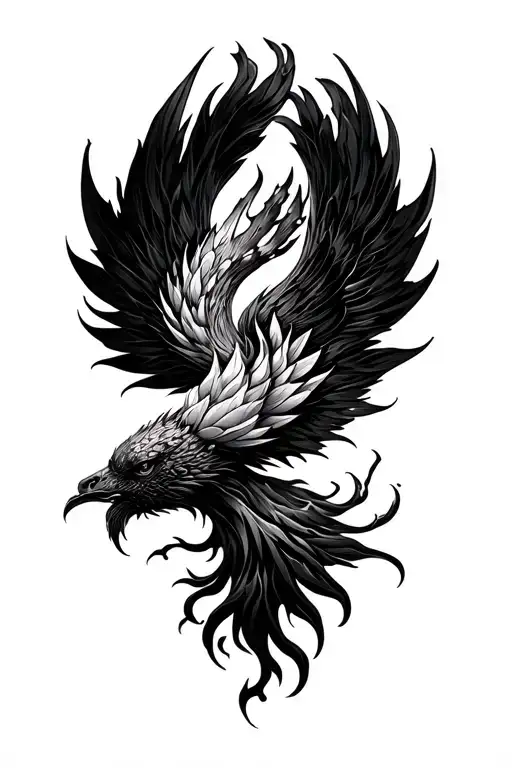 Lotus Phoenix rising from ashes tattoo design idea