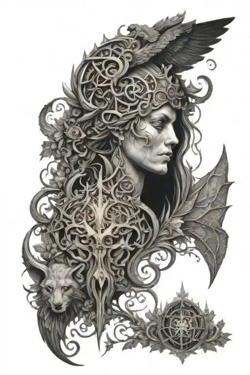 gustave dore and jean delville style tattoo featuring tattoo design idea