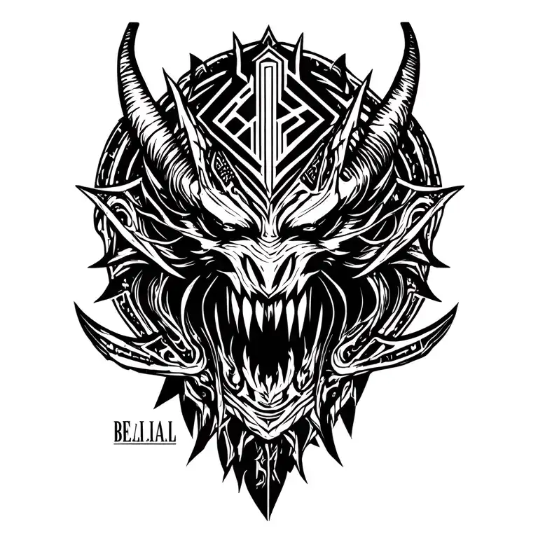 "B E L I A L" BELIAL DEMON tattoo design idea