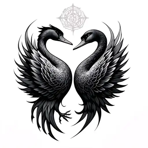 Tattoo design inspired by Acheron and Black Swan from Honkai Star Rail tattoo design idea