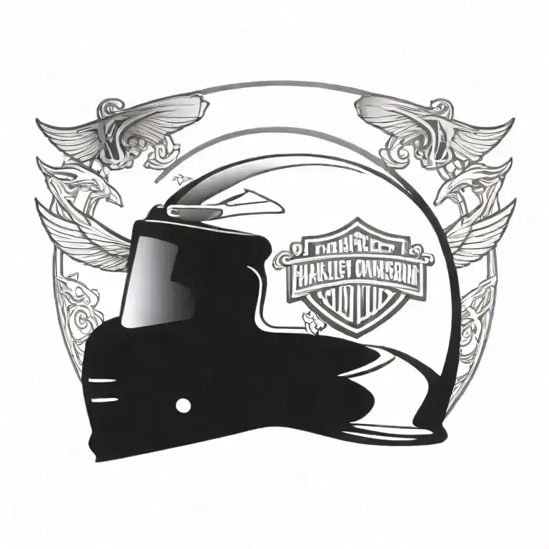 harley davidson bar and shield helmet cross tattoo design idea