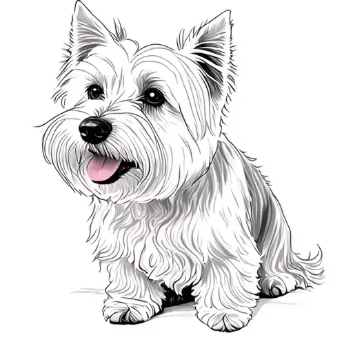 westie dog sitting looking straight ahead tattoo design idea