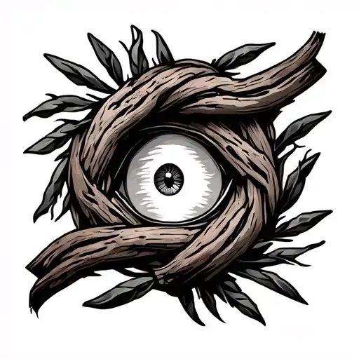 Wreaths of olive wood, lightning, runes, eyes tattoo design idea