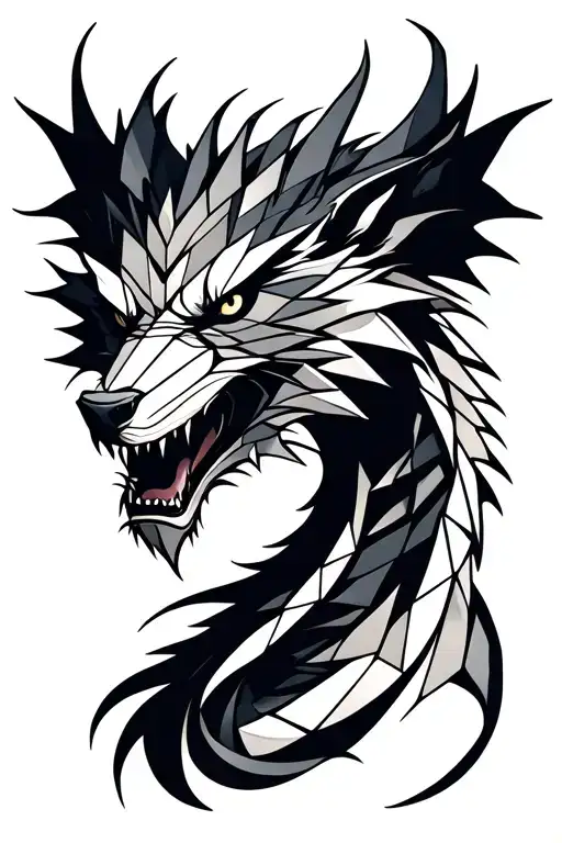 werewolf and dragon tattoo design idea