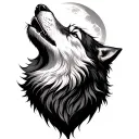 wolf howling at the moon tattoo design idea