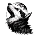 wolf howling at the moon tattoo design idea